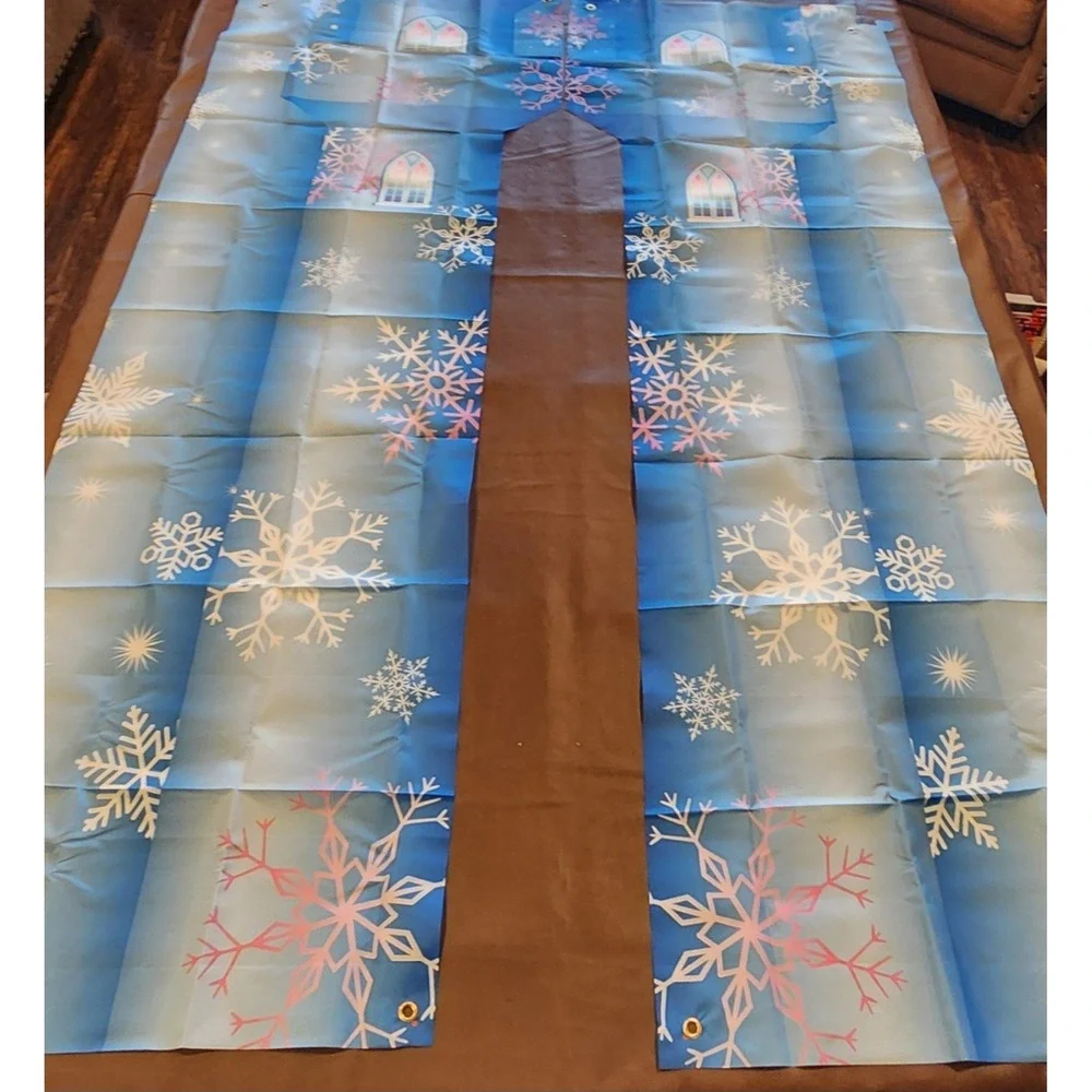 Winter Ice Castle Doorway Decoration LED Lights Snowflake Party Backdrop